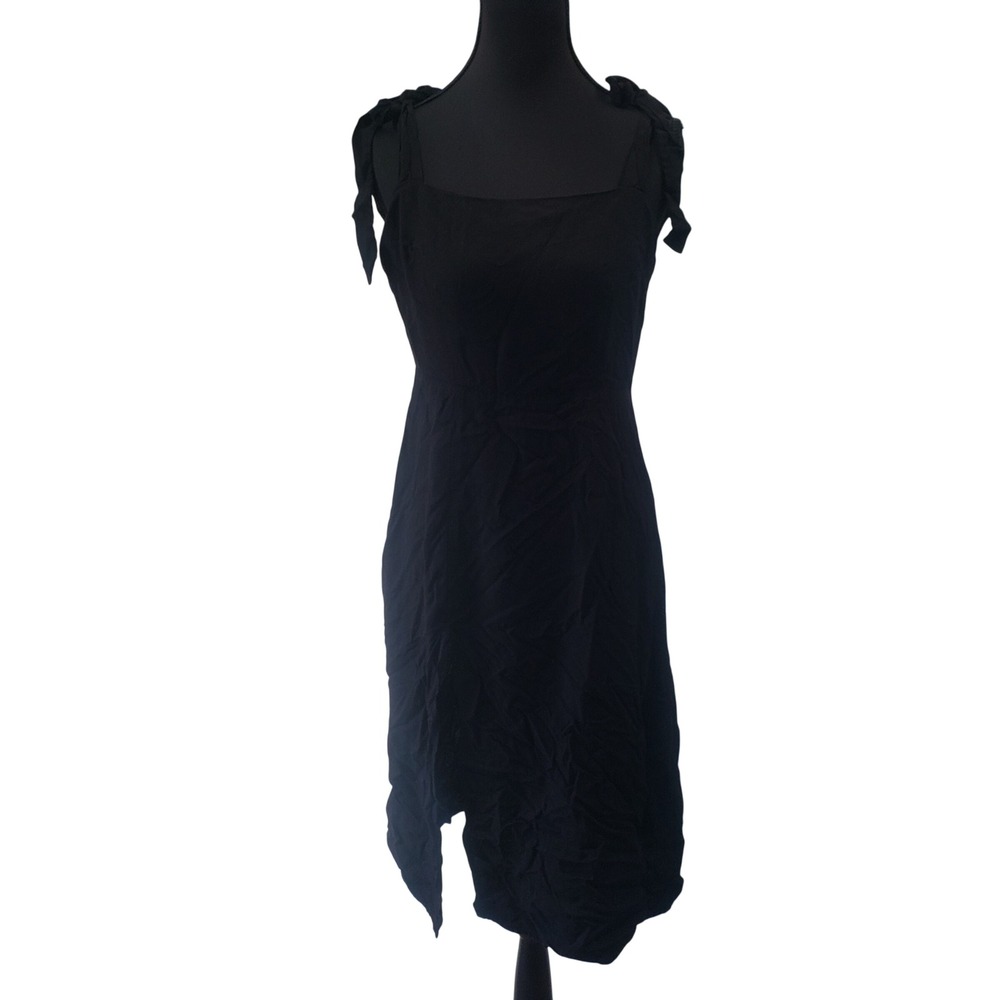 Cupshe Tie Shoulder Mini Dress Womens Med‎ Black Smocked Back Boho Beach Resort